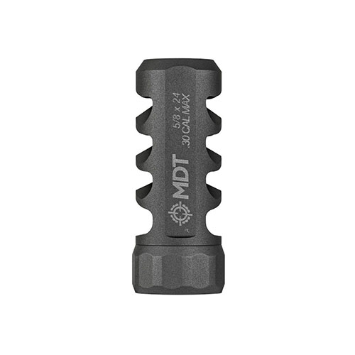 MDT Hunt Brake: Ultra-light at 1.7 oz, reduces recoil up to 80%, self-timing design, titanium build—perfect for hunters seeking performance without weight.